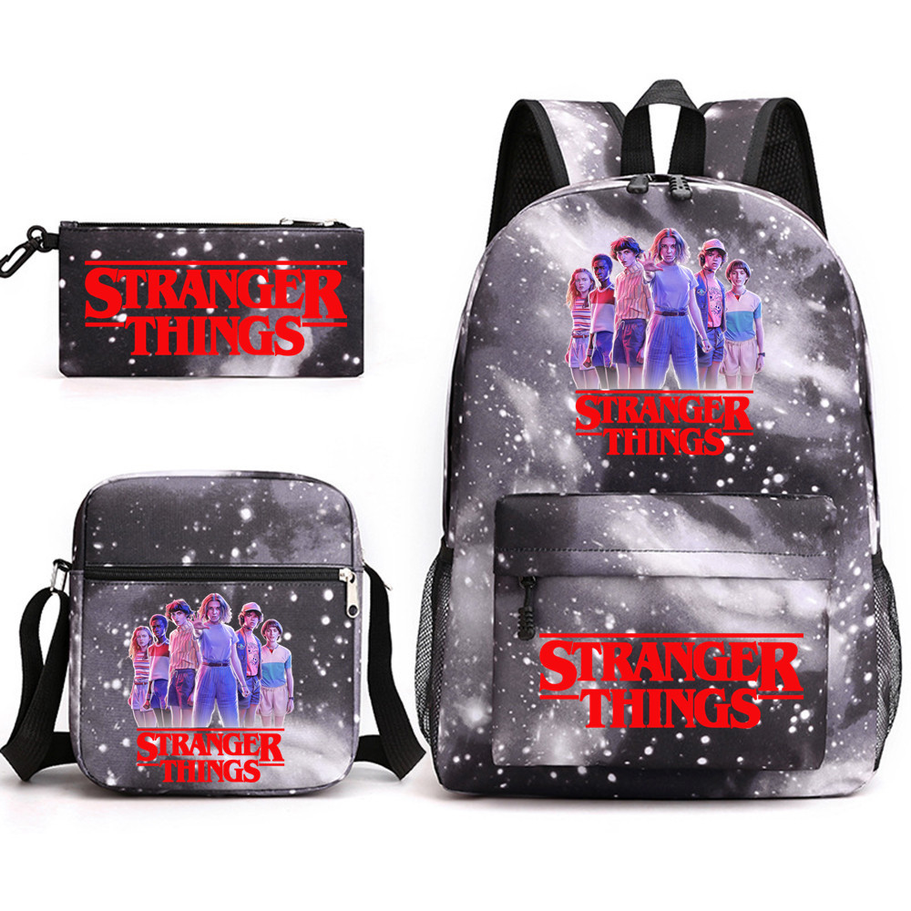 (F) Stranger Things Backpack 3Pcs Student School Bag