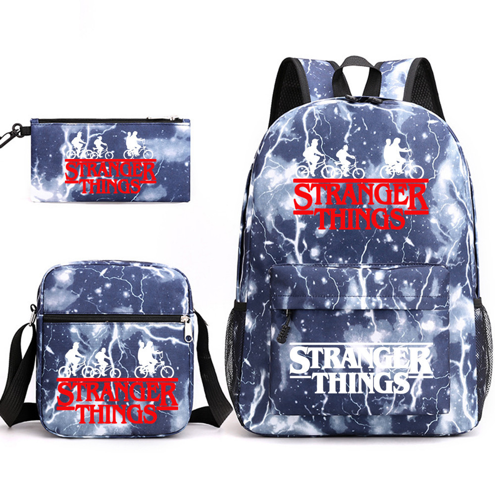 (F) Stranger Things Backpack 3Pcs Student School Bag