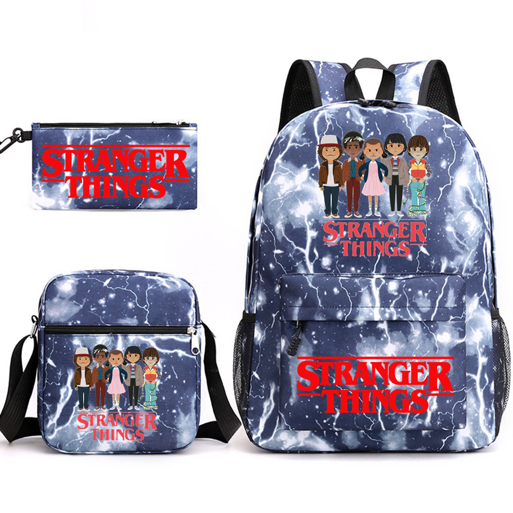 (F) Stranger Things Backpack 3Pcs Student School Bag