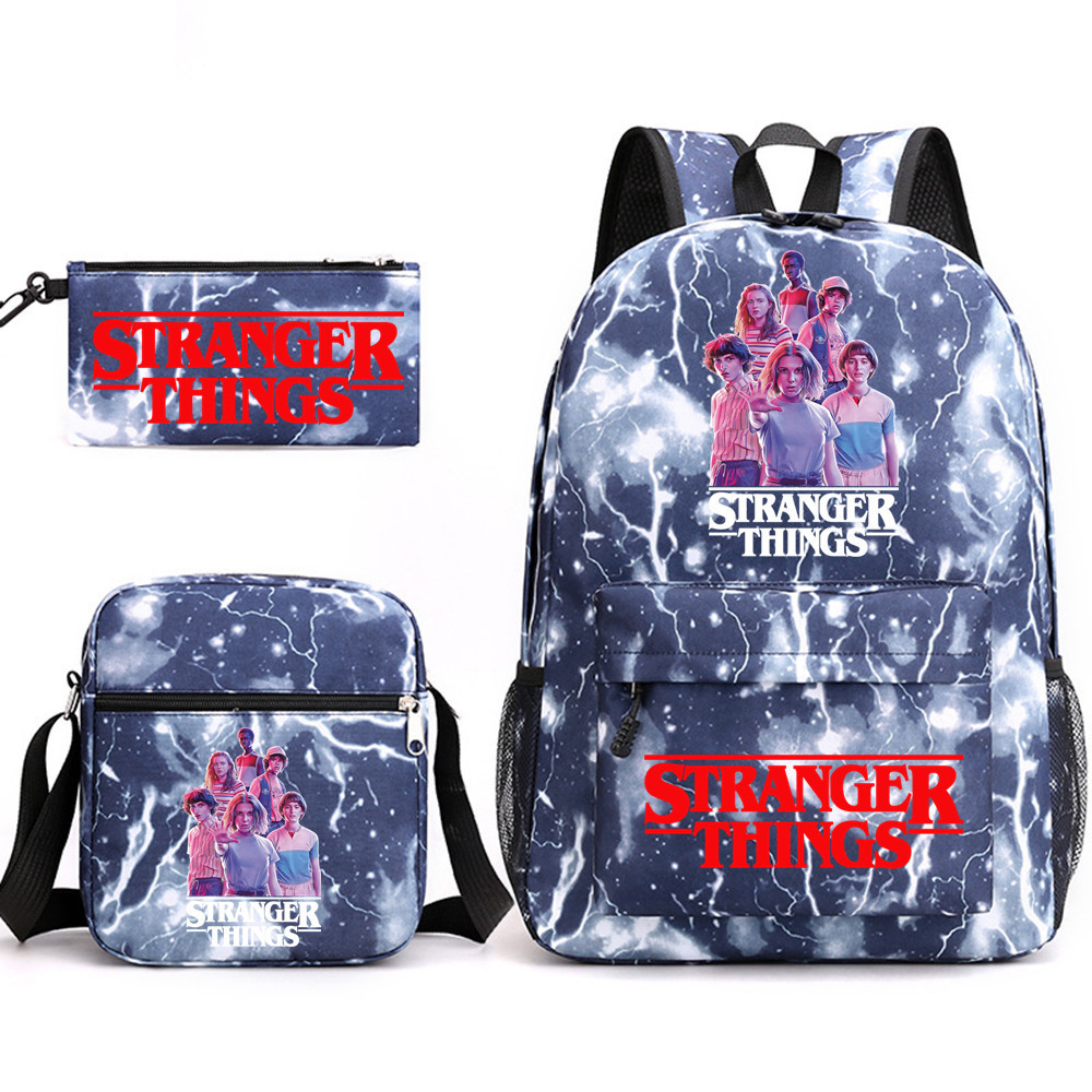 (F) Stranger Things Backpack 3Pcs Student School Bag
