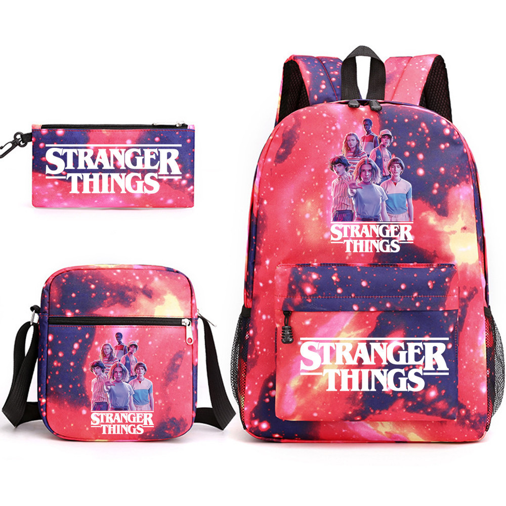(F) Stranger Things Backpack 3Pcs Student School Bag