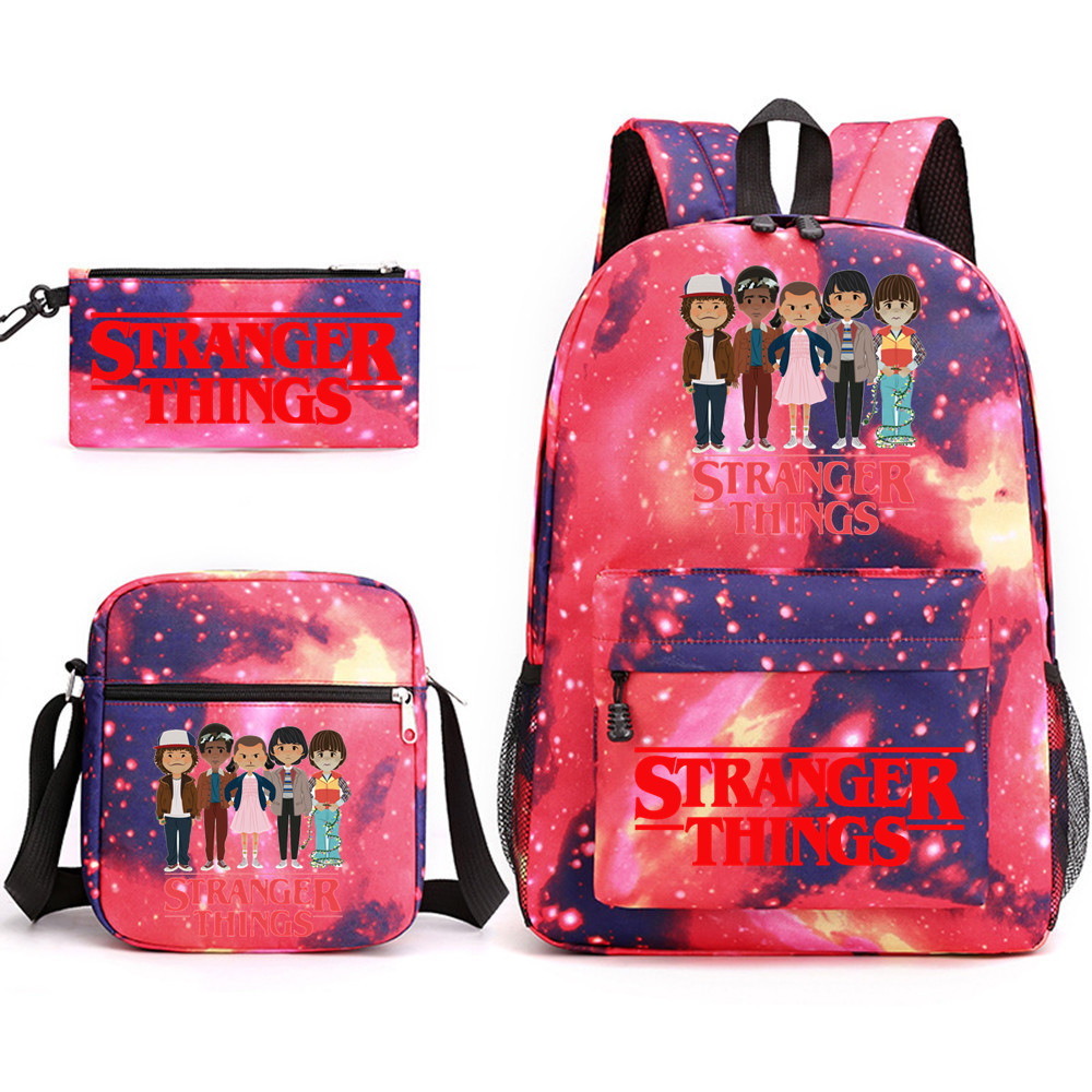 (F) Stranger Things Backpack 3Pcs Student School Bag