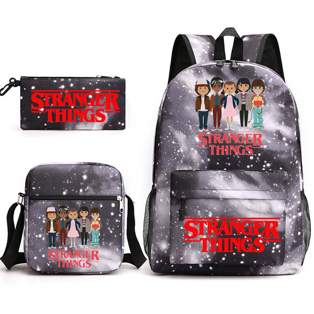 (F) Stranger Things Backpack 3Pcs Student School Bag