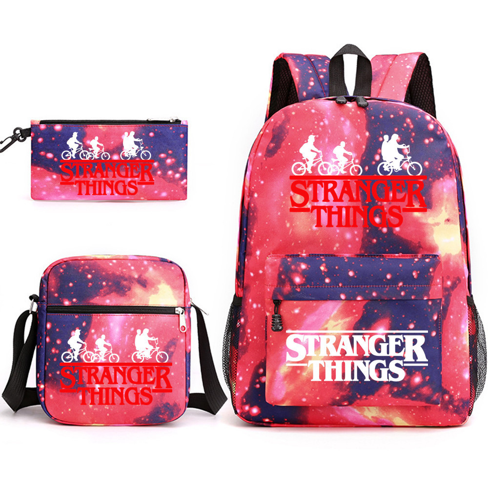 (F) Stranger Things Backpack 3Pcs Student School Bag