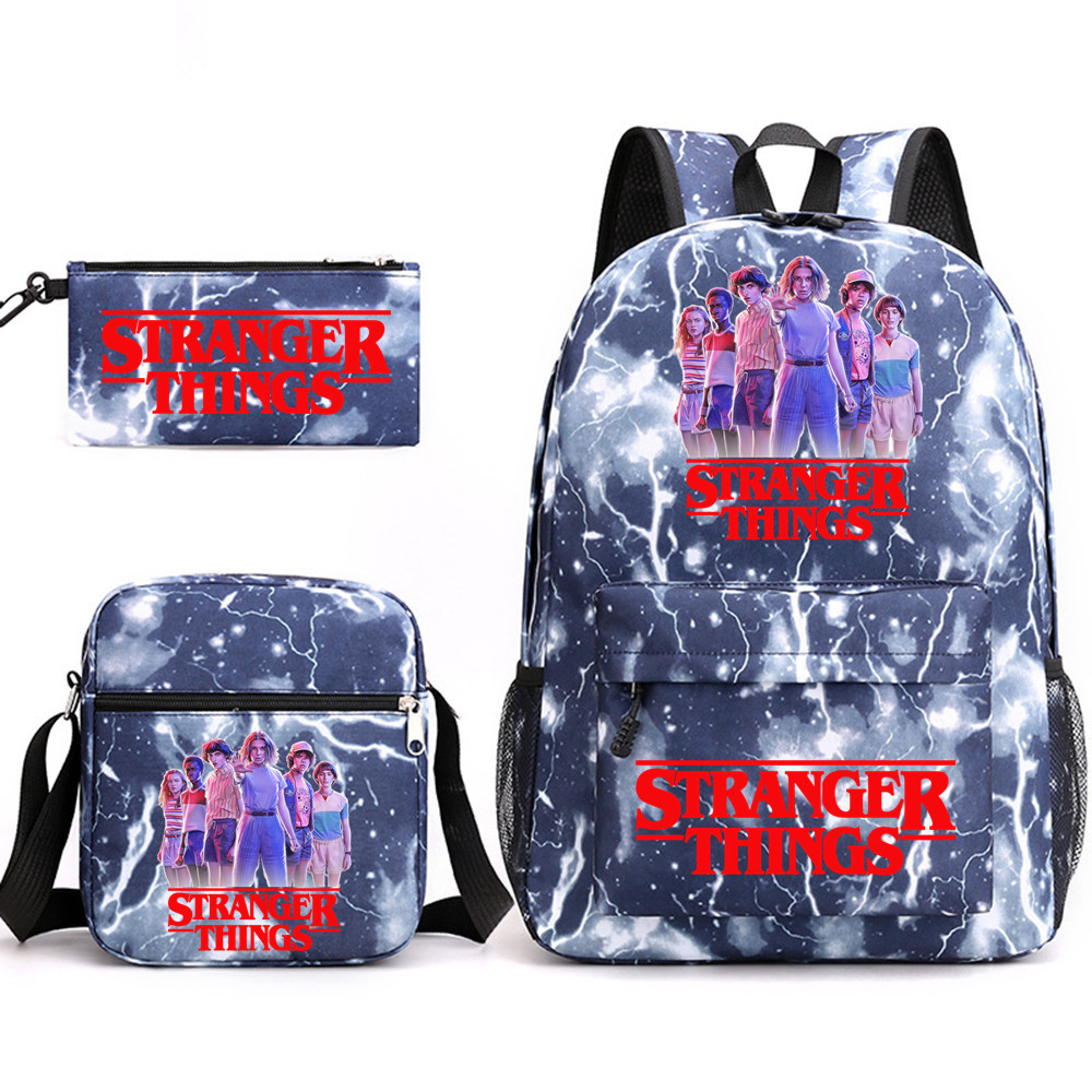 (F) Stranger Things Backpack 3Pcs Student School Bag