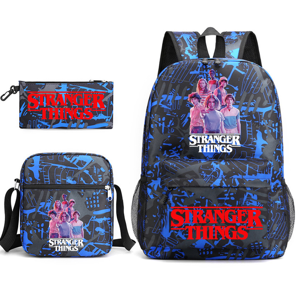 (F) Stranger Things Backpack 3Pcs Student School Bag