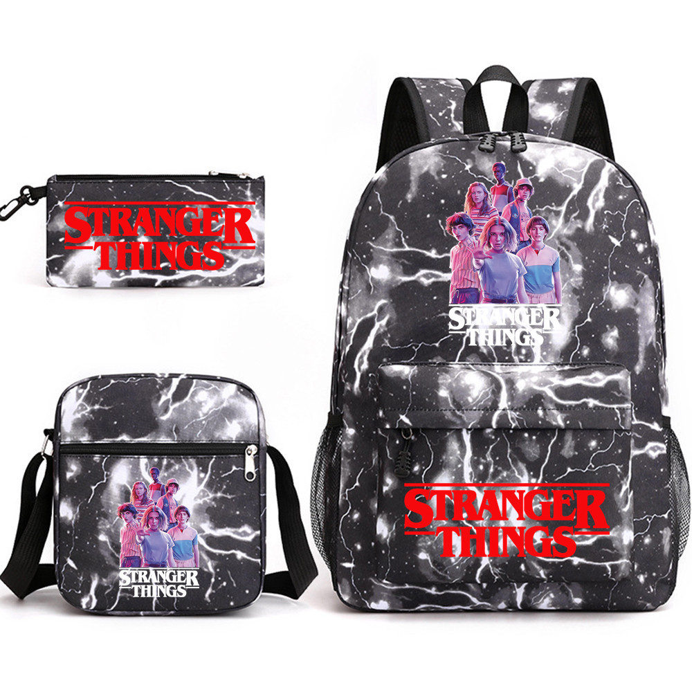 (F) Stranger Things Backpack 3Pcs Student School Bag