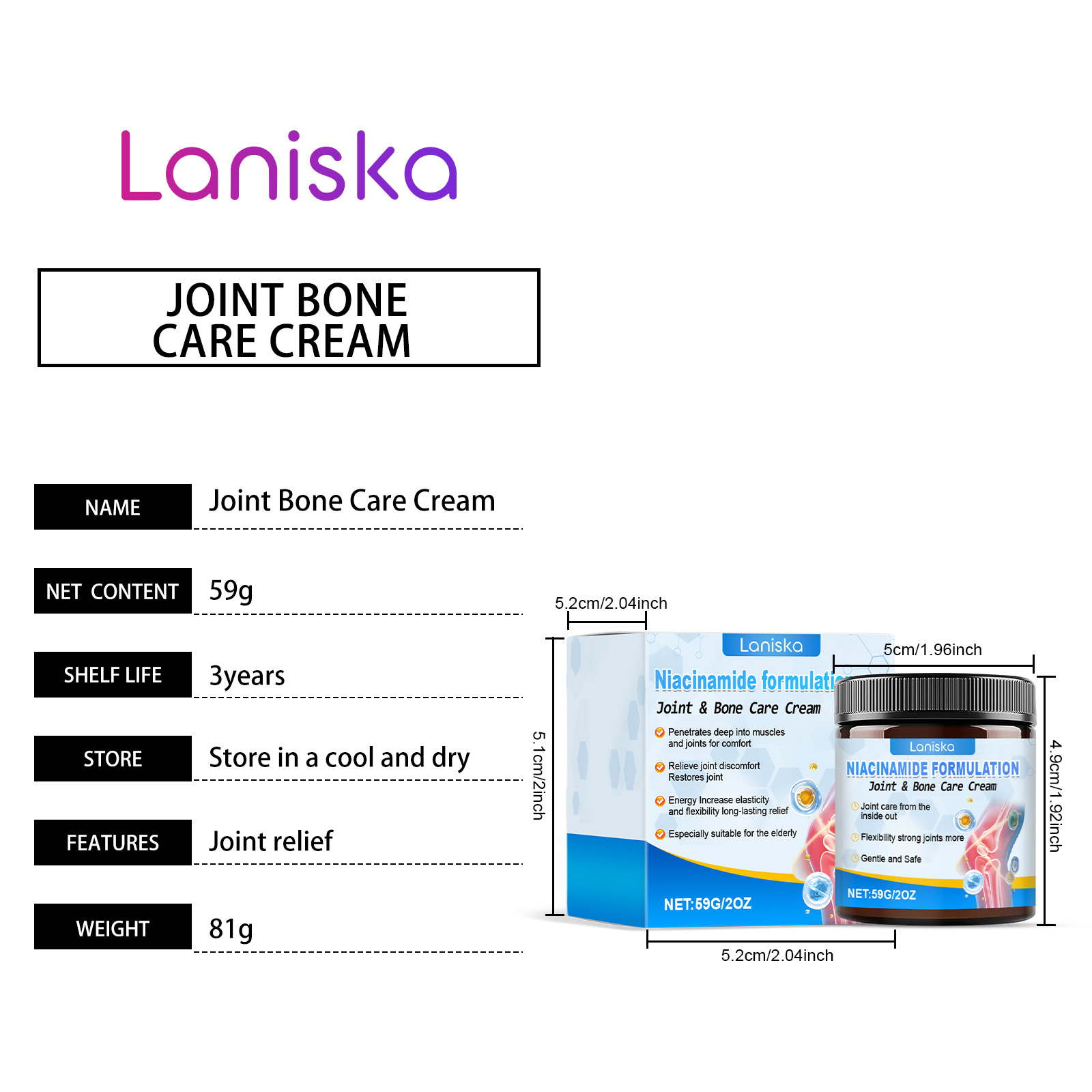 Joint Care Cream Mild Formula Cool Soothing Gentle Natural Relief For Knee Wrist Skin Daily Body Care