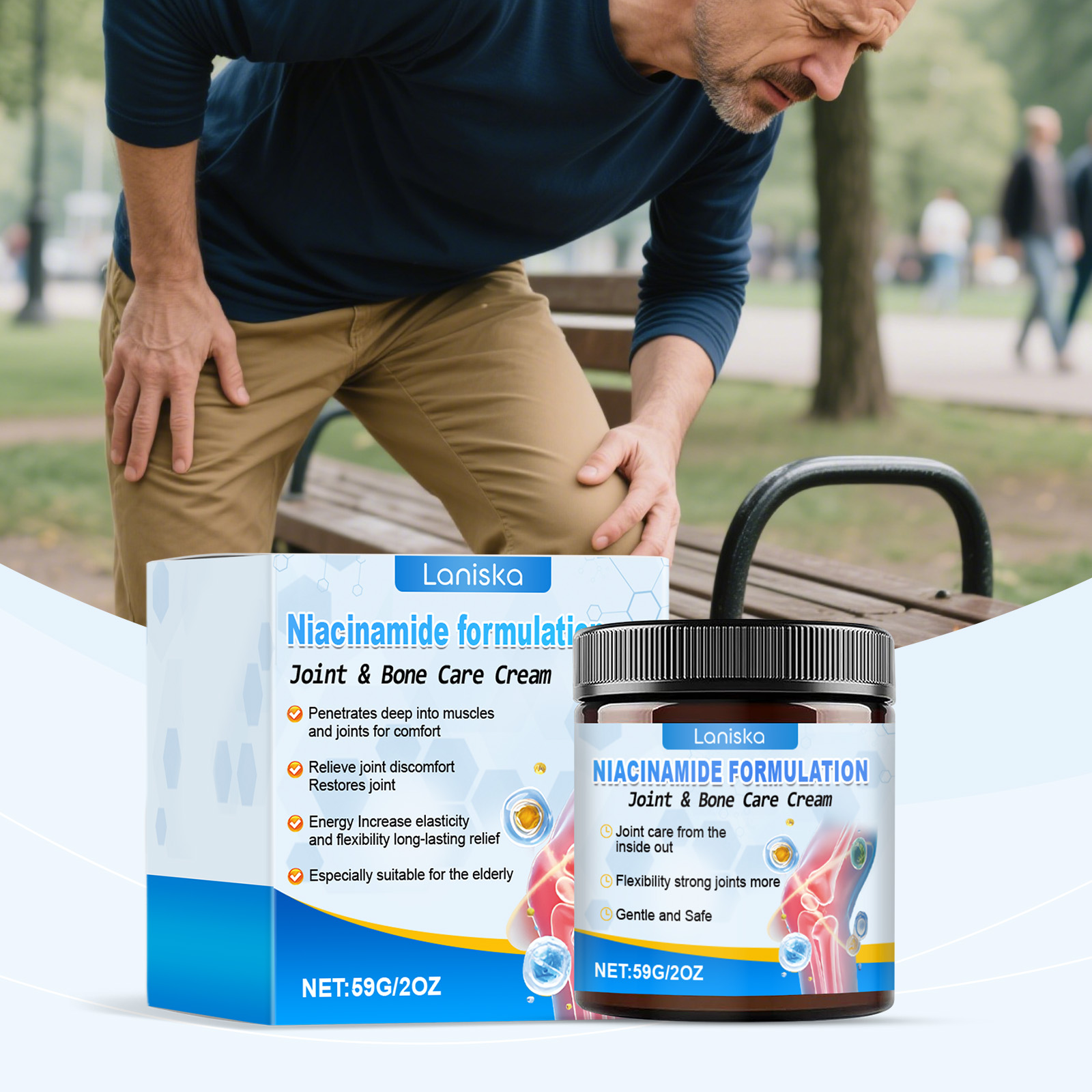 Joint Care Cream Mild Formula Cool Soothing Gentle Natural Relief For Knee Wrist Skin Daily Body Care
