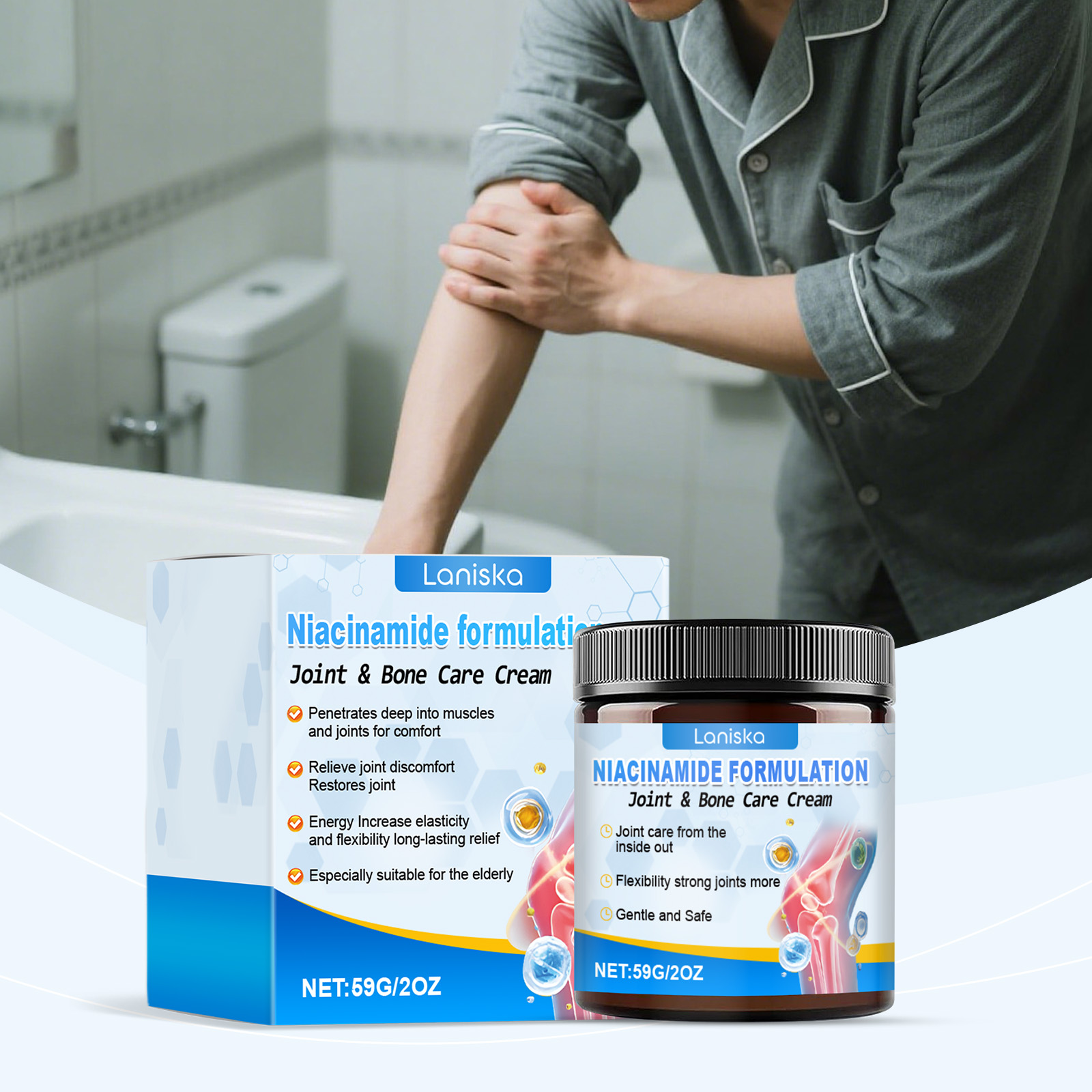 Joint Care Cream Mild Formula Cool Soothing Gentle Natural Relief For Knee Wrist Skin Daily Body Care