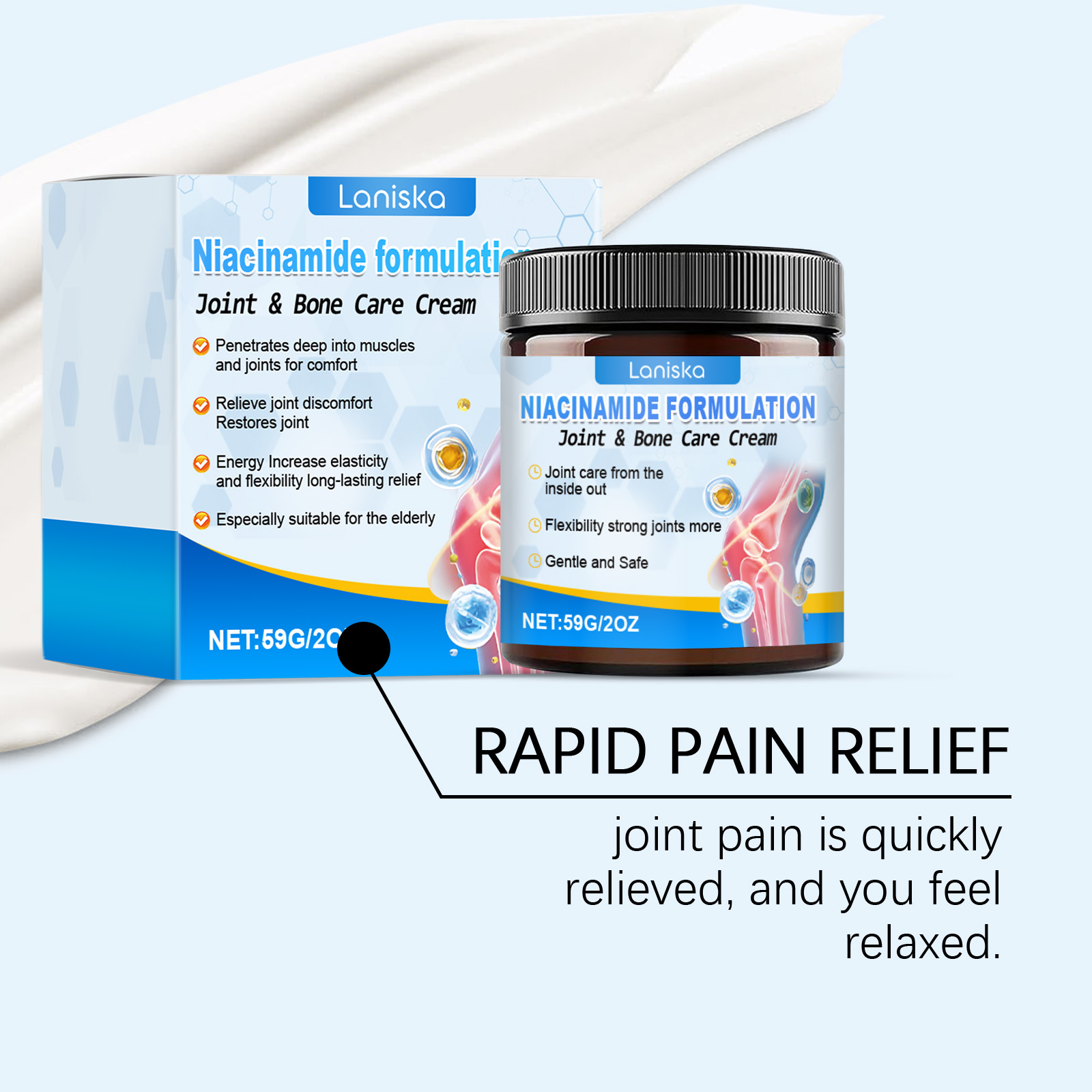 Joint Care Cream Mild Formula Cool Soothing Gentle Natural Relief For Knee Wrist Skin Daily Body Care