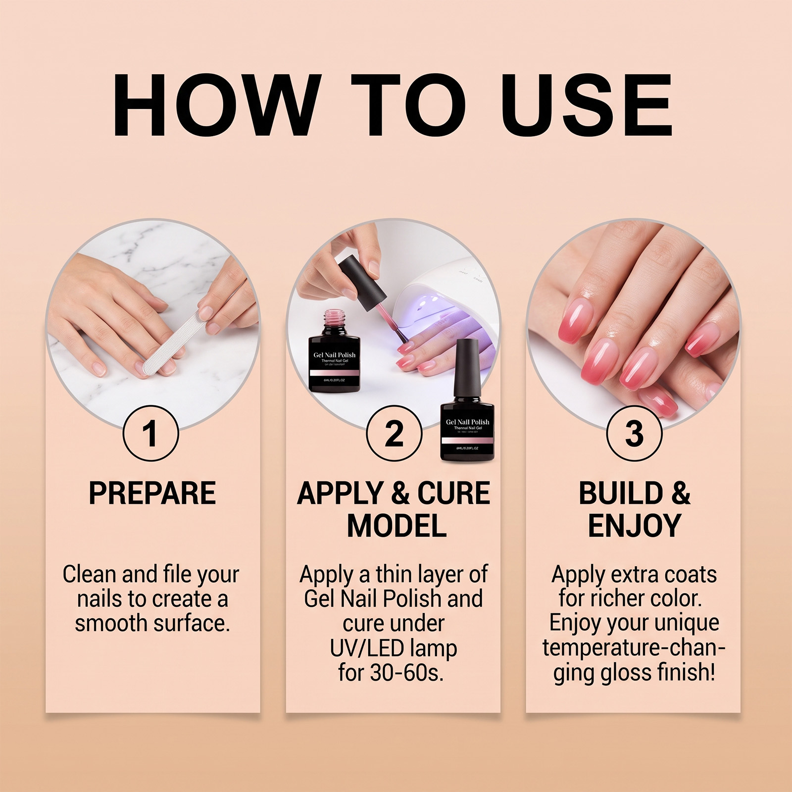 Thermochromic Nail Glue Simple Nude Gel Long Lasting Bright Nail Decoration Painting Manicure Supplies