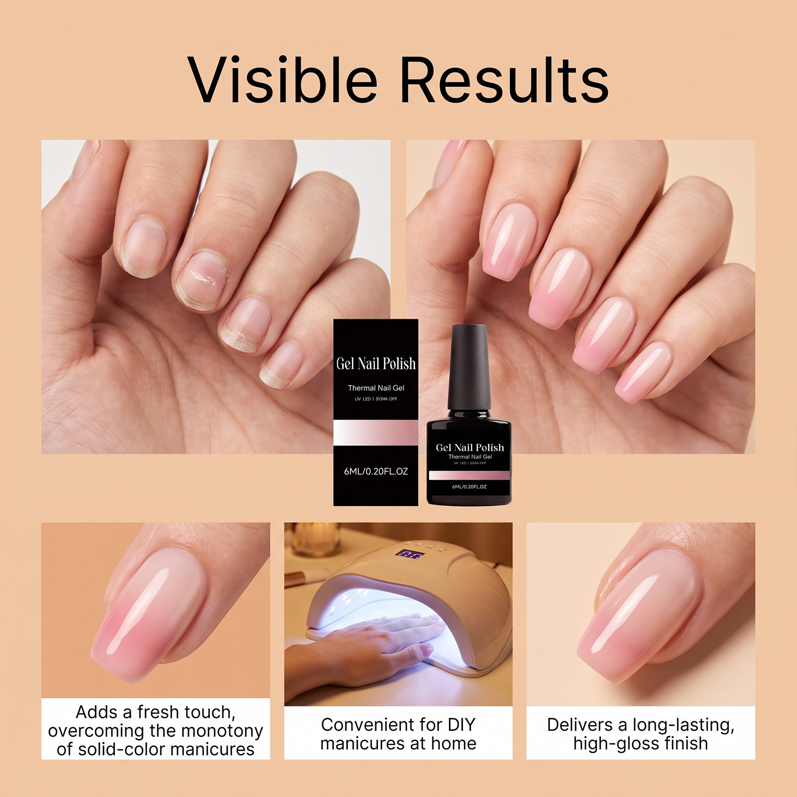 Thermochromic Nail Glue Simple Nude Gel Long Lasting Bright Nail Decoration Painting Manicure Supplies