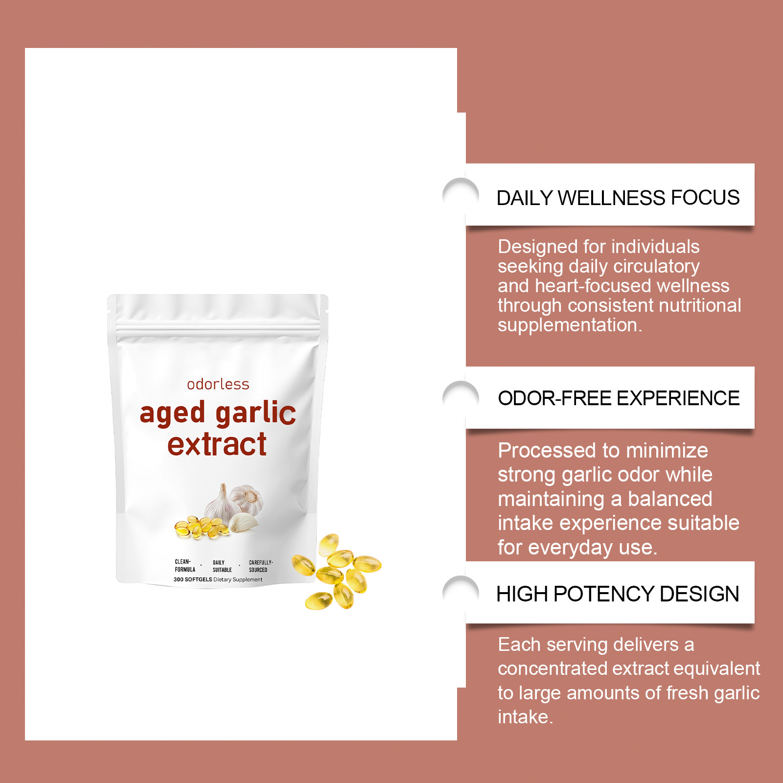 Garlic Extract Soft Capsules Mild Ingredient Nutritional Supplement Daily Life Balance Support Improve Physical Condition