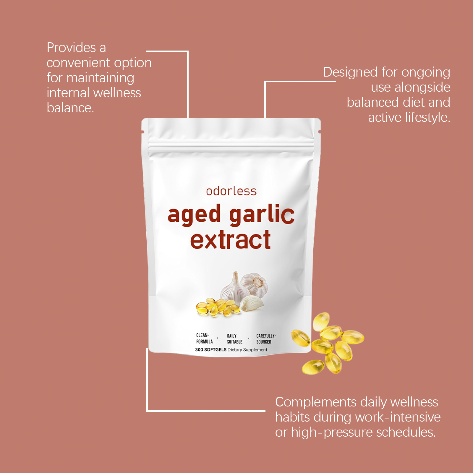 Garlic Extract Soft Capsules Mild Ingredient Nutritional Supplement Daily Life Balance Support Improve Physical Condition