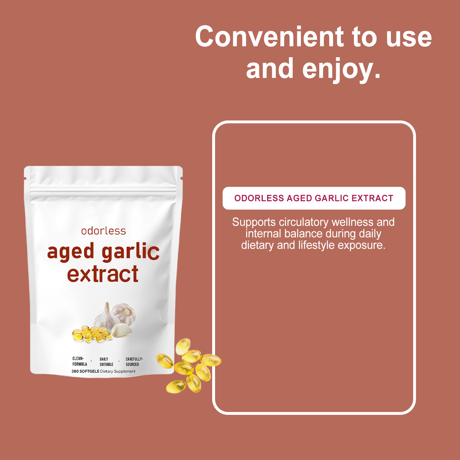 Garlic Extract Soft Capsules Mild Ingredient Nutritional Supplement Daily Life Balance Support Improve Physical Condition