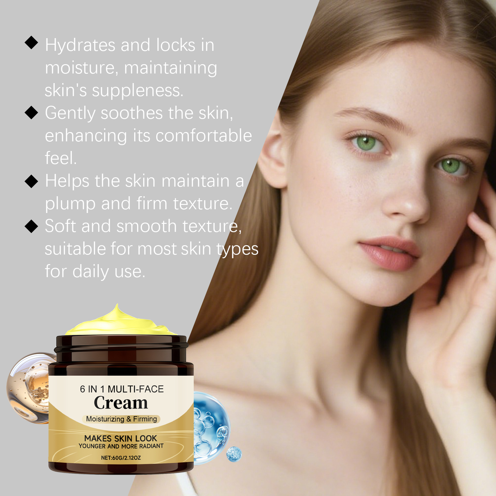 Hydrating Cream Light Non Sticky Moisturizing Nourishing Elastic Glossy Facial Daily Skin Care Product