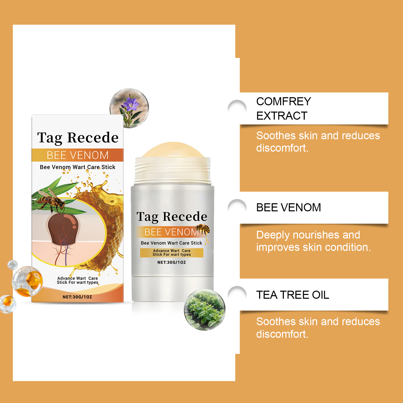 Bee Venom Care Stick Delicate Skin Nourishing Moisturizing Mild Cleansing Body Portable Daily Care Stick