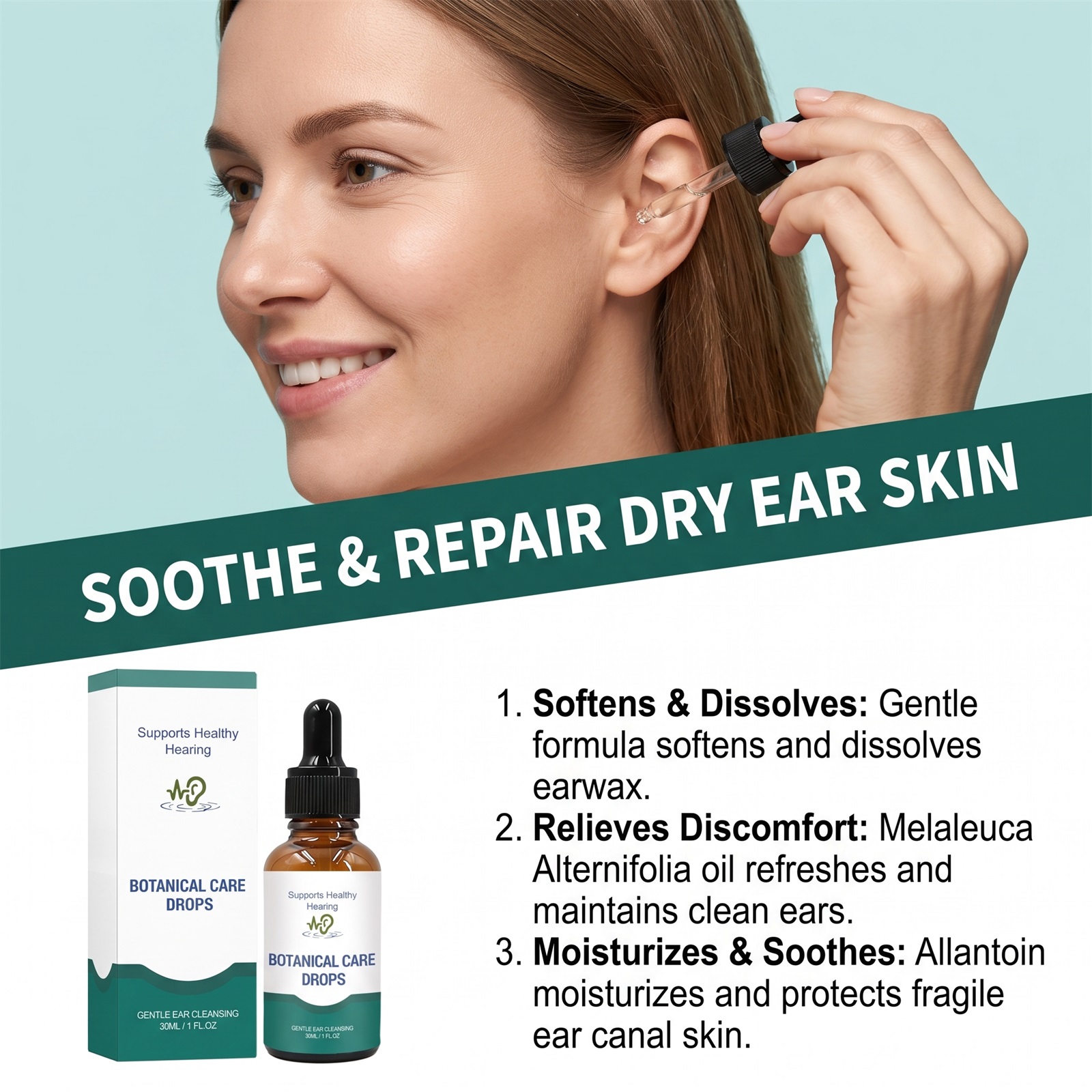 Ear Cleansing Care Drops Mild Formula Moisturizing Comfort Ear Canal Soften Earwax Daily Cleaning Care