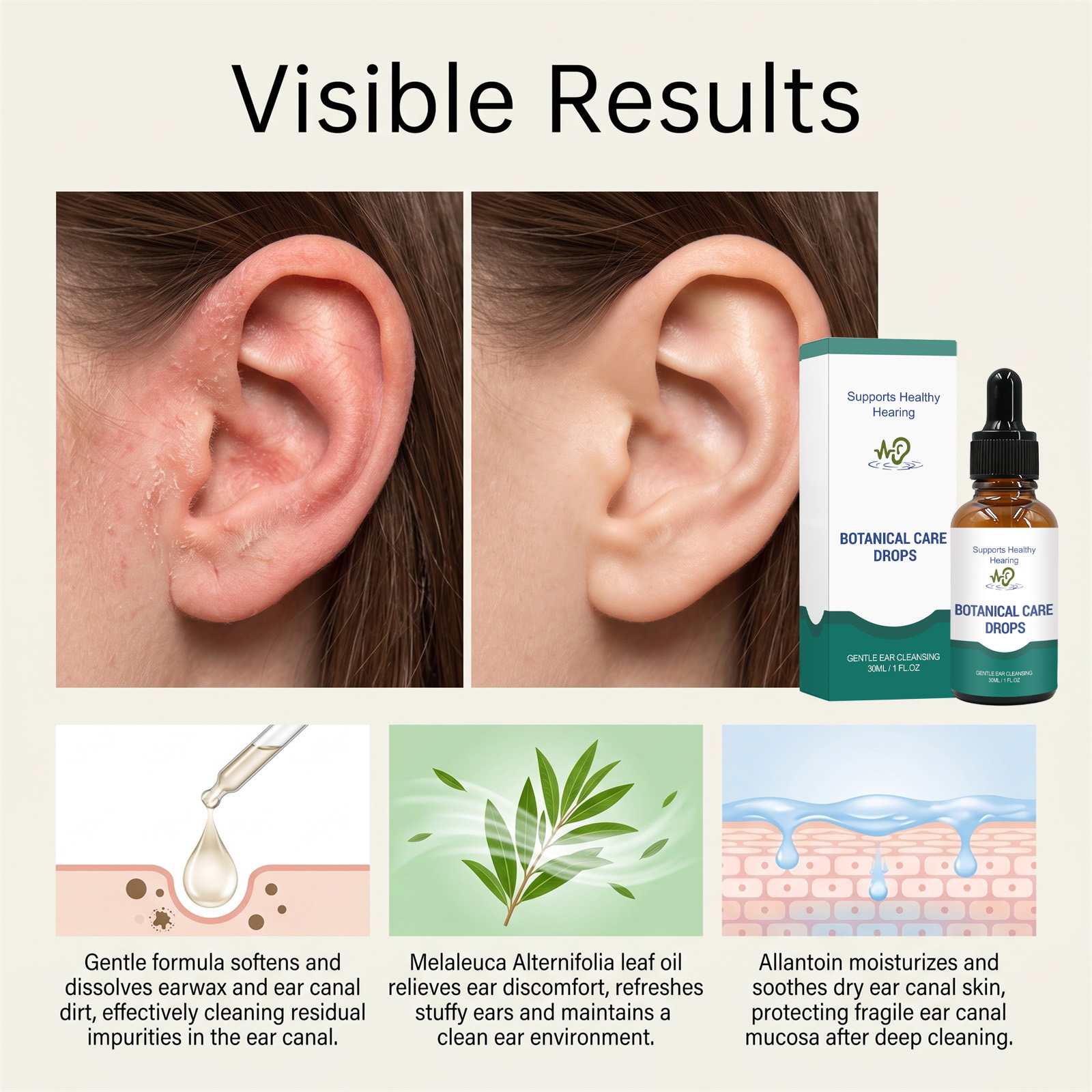 Ear Cleansing Care Drops Mild Formula Moisturizing Comfort Ear Canal Soften Earwax Daily Cleaning Care