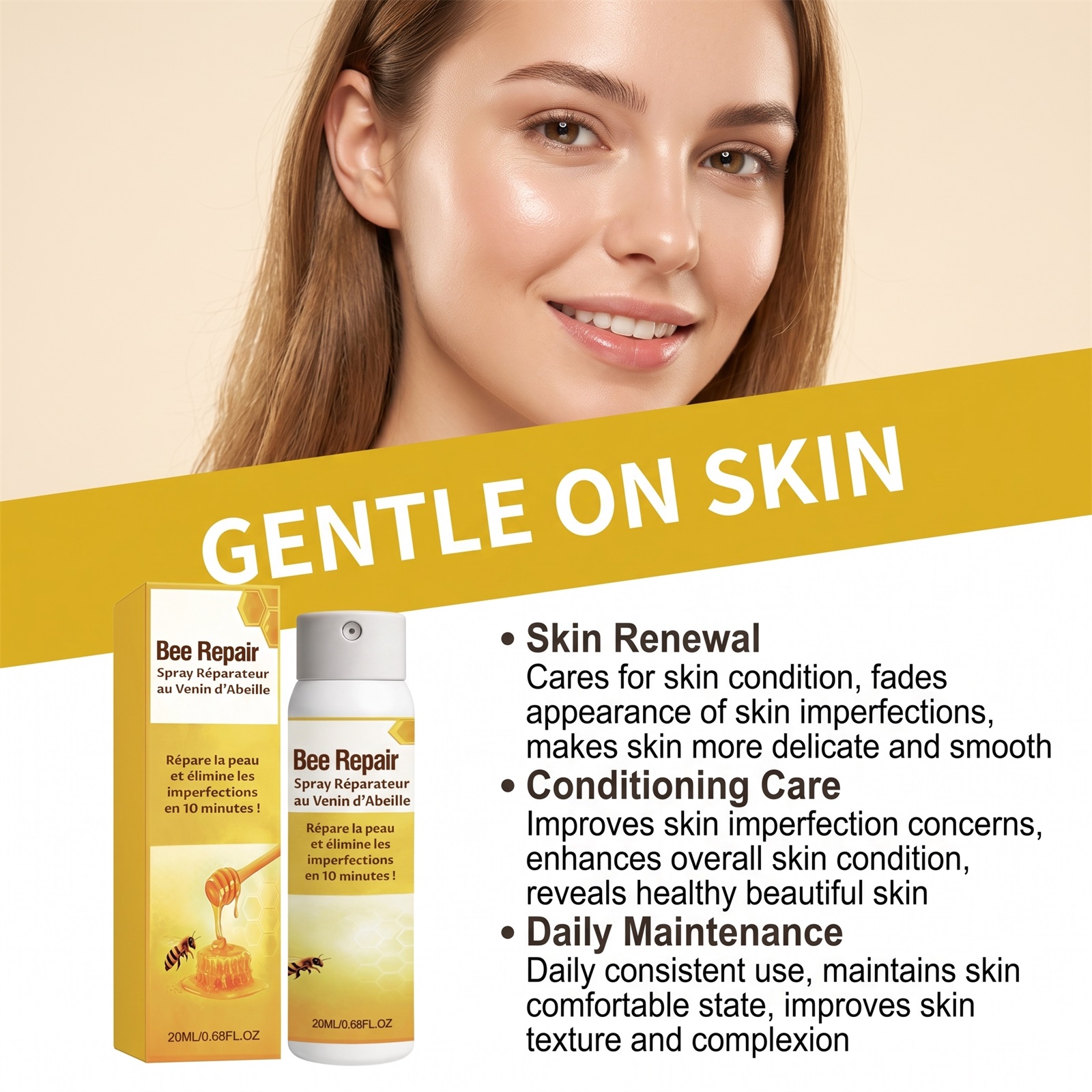 Bee Venom Skin Comfort Spray Moisturizing Care Body Skin Refreshing Delicate Smooth Daily Portable Nursing