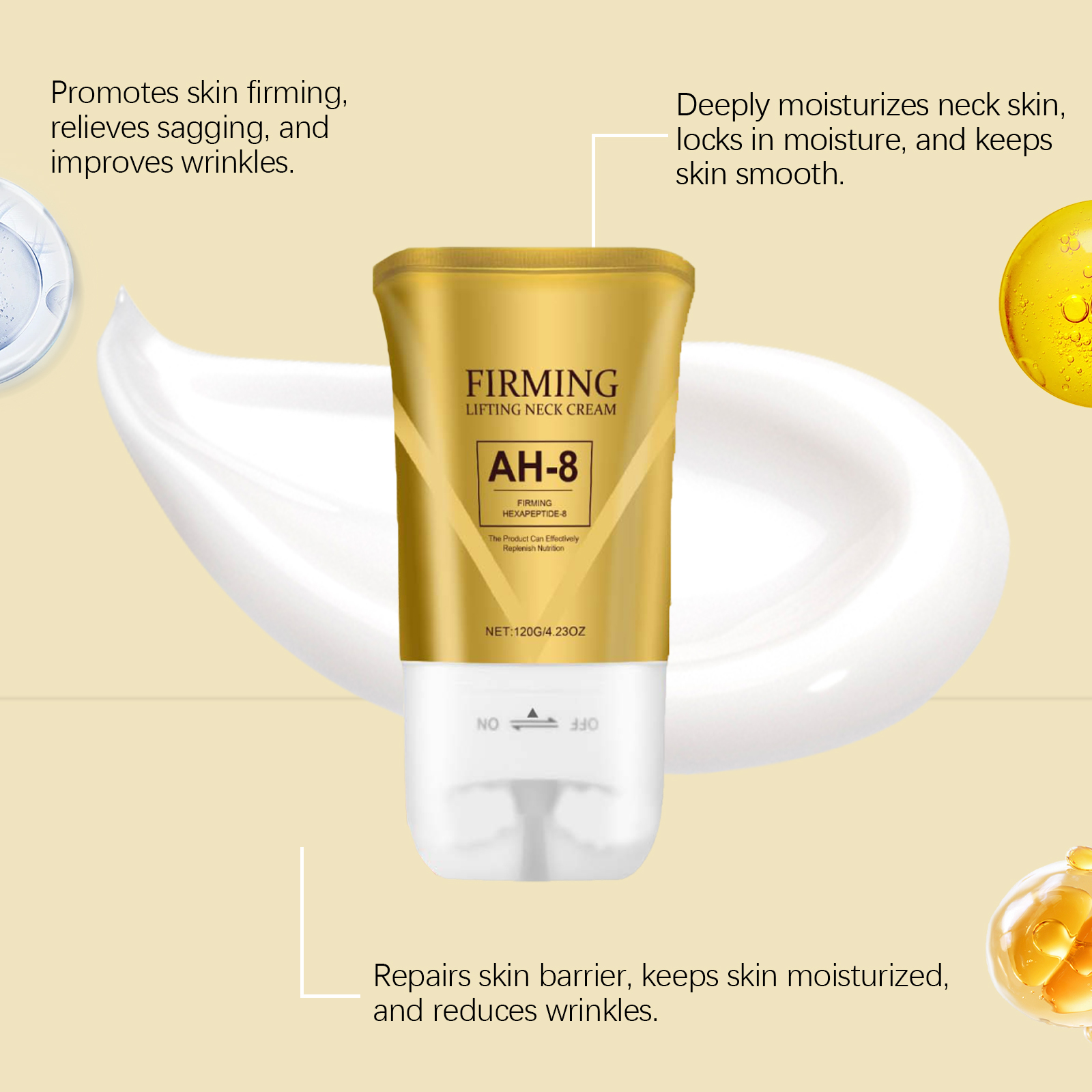Neck Firming Roller Cream Improves Lifting Fades Neck Lines Moisturizes Nourishes Absorbs Easily Hydrated