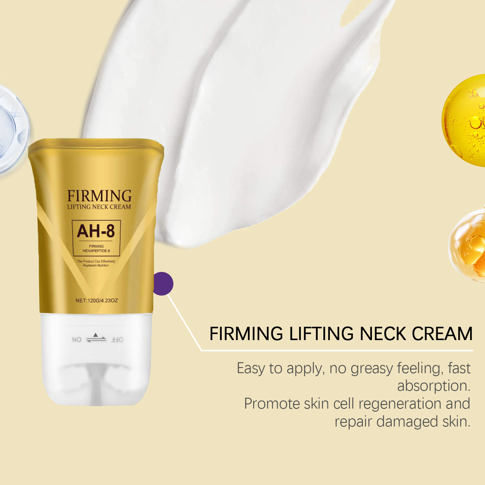 Neck Firming Roller Cream Improves Lifting Fades Neck Lines Moisturizes Nourishes Absorbs Easily Hydrated
