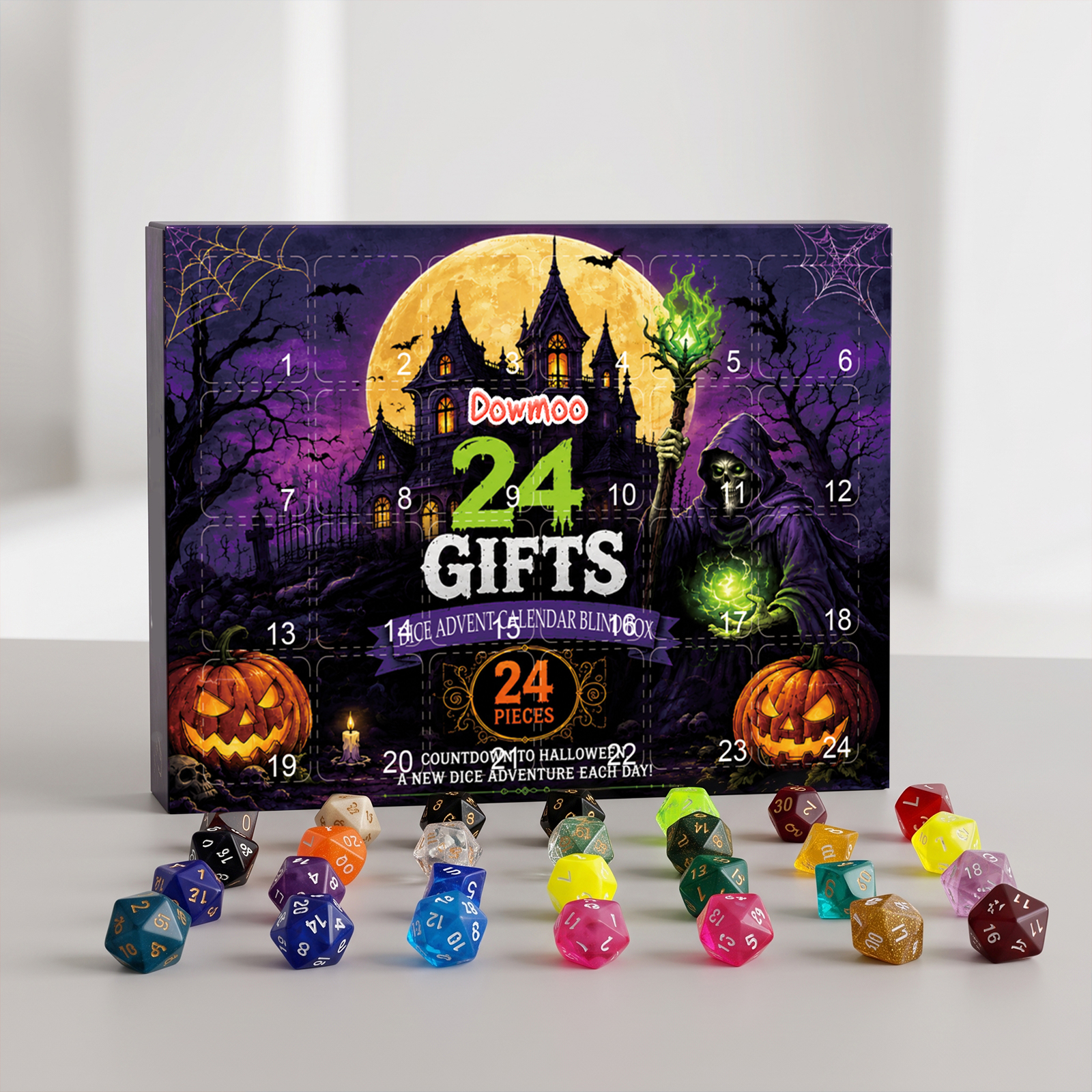 Dowmoo Halloween Dice Calendar Blind Box 24 Grid Unlock Halloween Pattern Unbox Fresh Gift Blind Box
