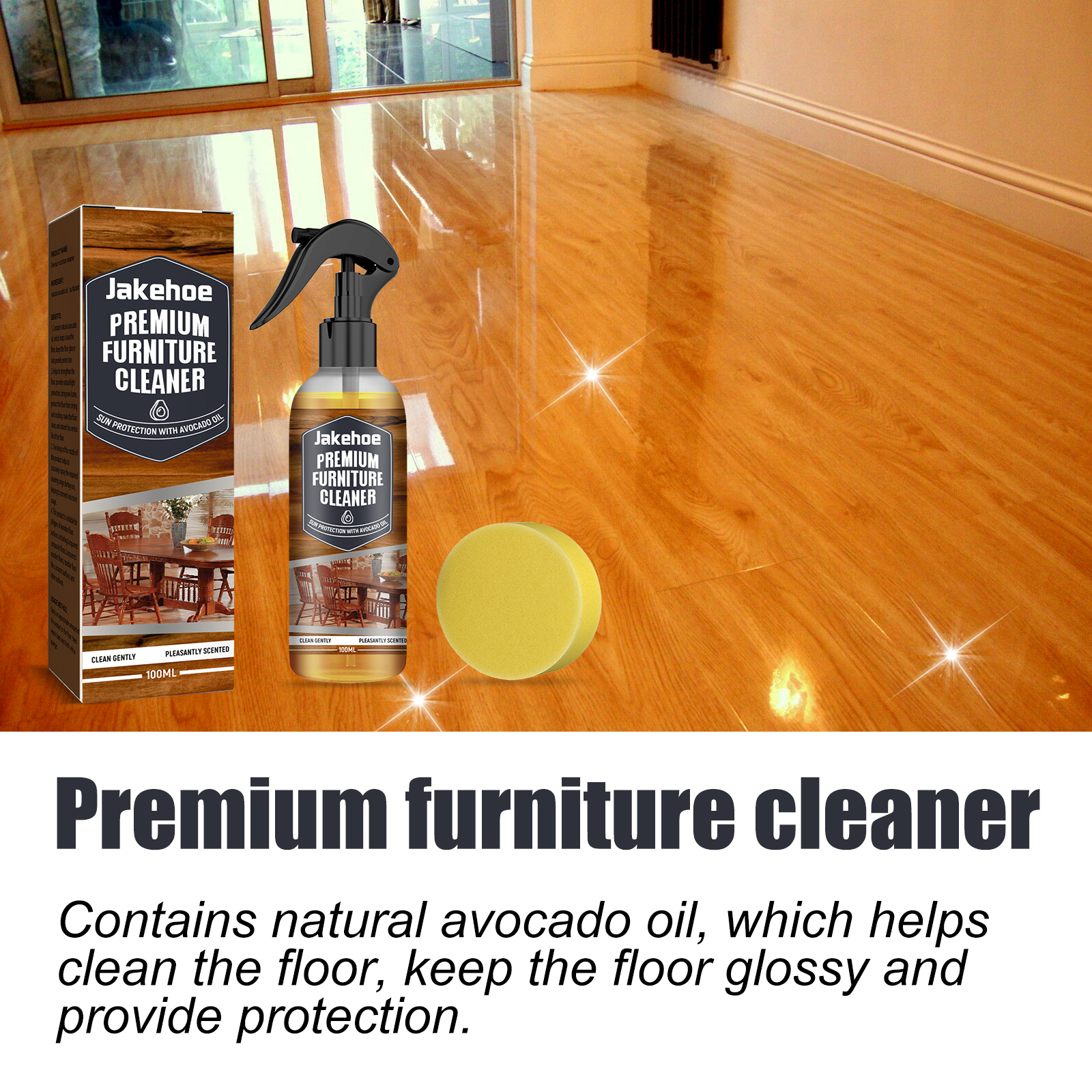 Wood And Marble Floor Cleaner Natural Avocado Oil Polishing Shine Protector For Daily Household Maintenance 1 PCS