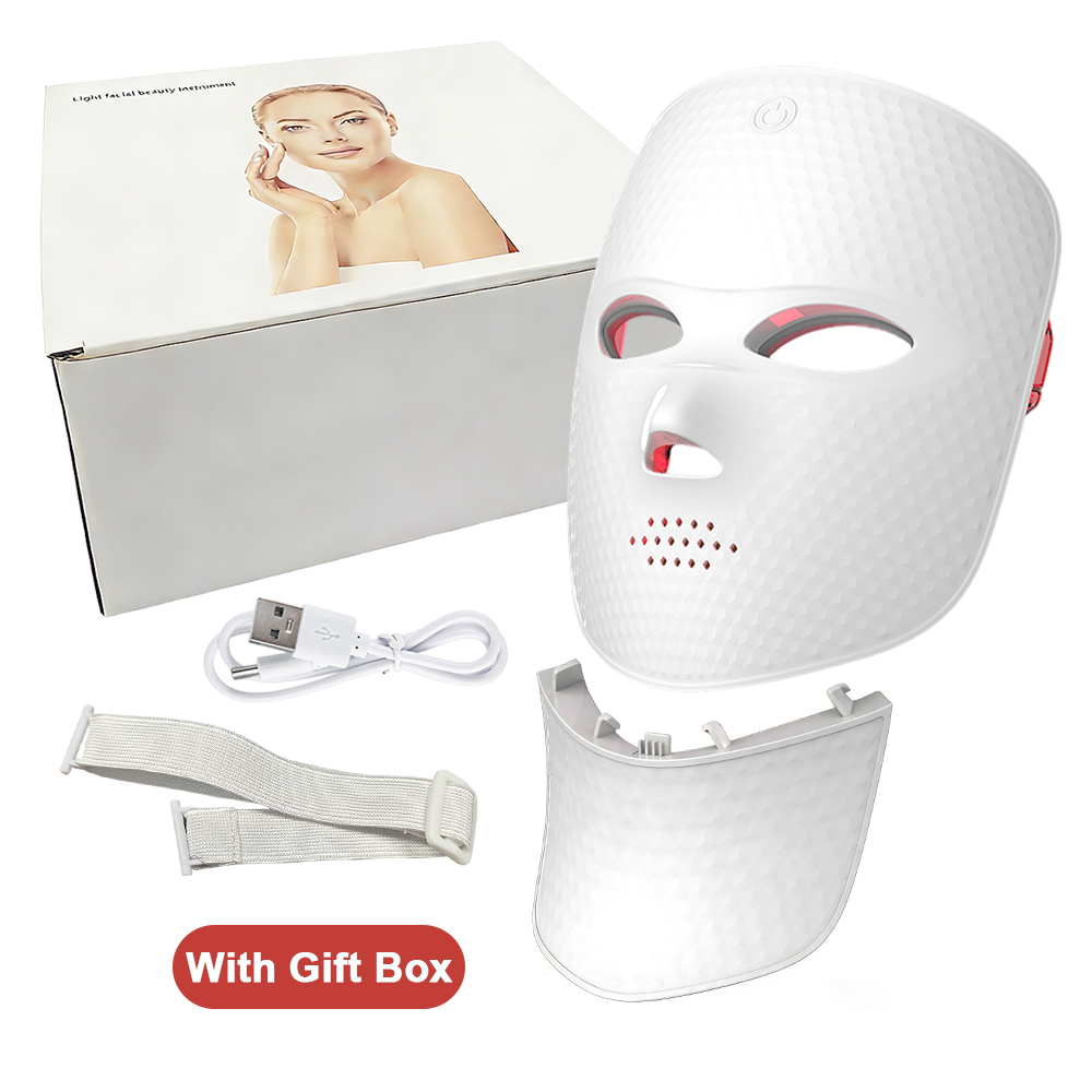 Wireless 7 Color LED Face Neck Mask Light Therapy Red Light Facial Mask Detachable Buckle Design Photon Skin Firming Anti Aging Rejuvenation Beauty Mask Machine