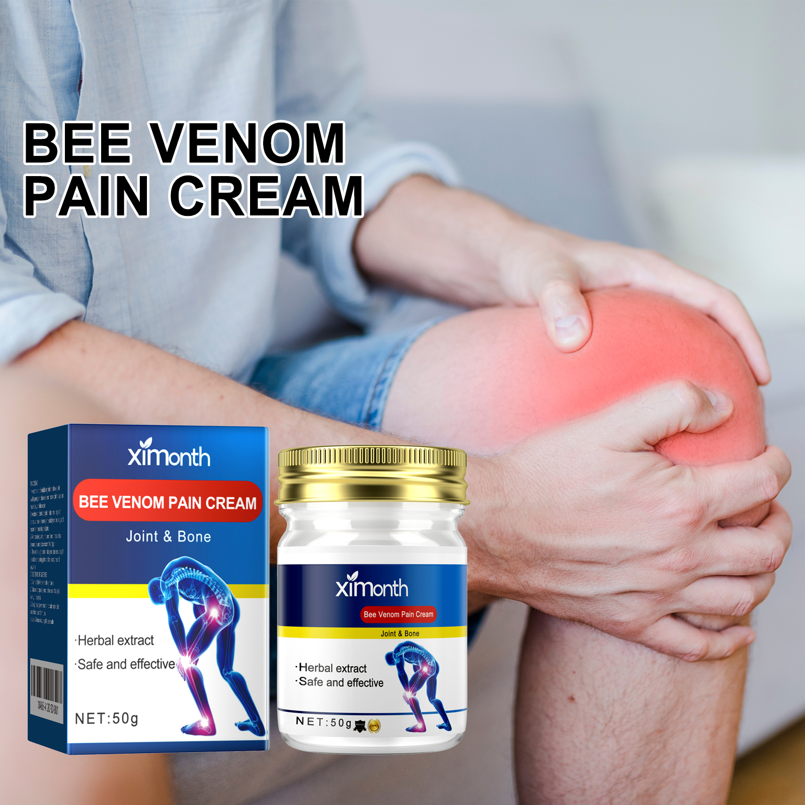 Bee Venom Joint Care Cream Soothing For Lumbar Knee Muscle Discomfort Daily Massage And Skin Care 50g