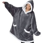Blanket Hoodie Oversized Sherpa Fleece Hoody Huggle Jumper Sweater Blanket Warm Fluffy Cozy Soft Wearable Nightgown with Pockets Gifts for Unisex Adult Women Men One Size Fits All