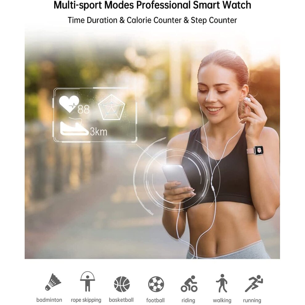 Smart Watch for Women Fitness Tracker Sports Watches with Blood Oxygen Blood Pressure Heart Rate Monitor Waterproof