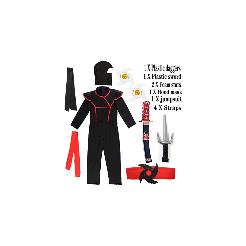 Kids Ninja Costume Halloween Costumes For Boys Ninja Toys With Ninja Foam Accessories 3-10 Year Old Boys Dress Up Best Gifts Black