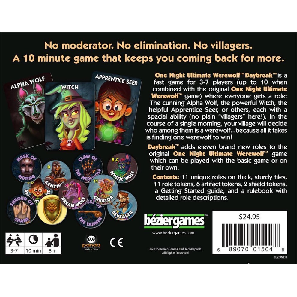 Bezier Games BEZONDB ONDBBEZ One Night Ultimate Werewolf Daybreak