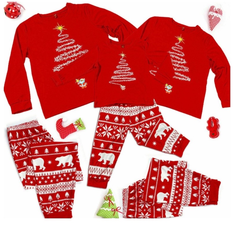 (2T Kids) Christmas Family Matching Pajamas Adults Kids Family Outfit Top and Pants 2PCS Xmas Sleepwear Baby Jumpsuit Dog Clothes Matching Outfits Pajamas Sets Merry Christmas Homewear