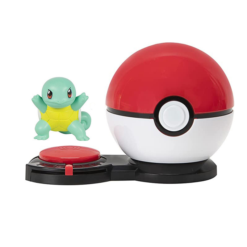 (Pikachu) Pokémon Surprise Attack Game Battle Figures with Six Attack Discs Poké Balls of Pikachu Charmander Bulbasaur or Squirtle Figures Toys for Junior and Master Trainer Training Kids Gifts