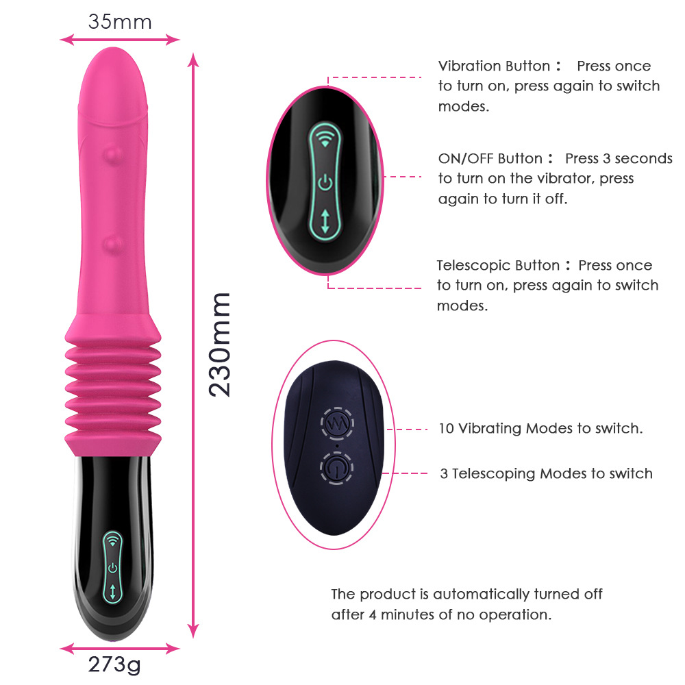 (Red) Sex Toys for Women Electric Sex Machine Dildo Vibrator G spot Stimulator Gun for Anal Prostate Automatic Thrusting Heating Wireless Remote Control Hands-Free with Strong Suction Cup