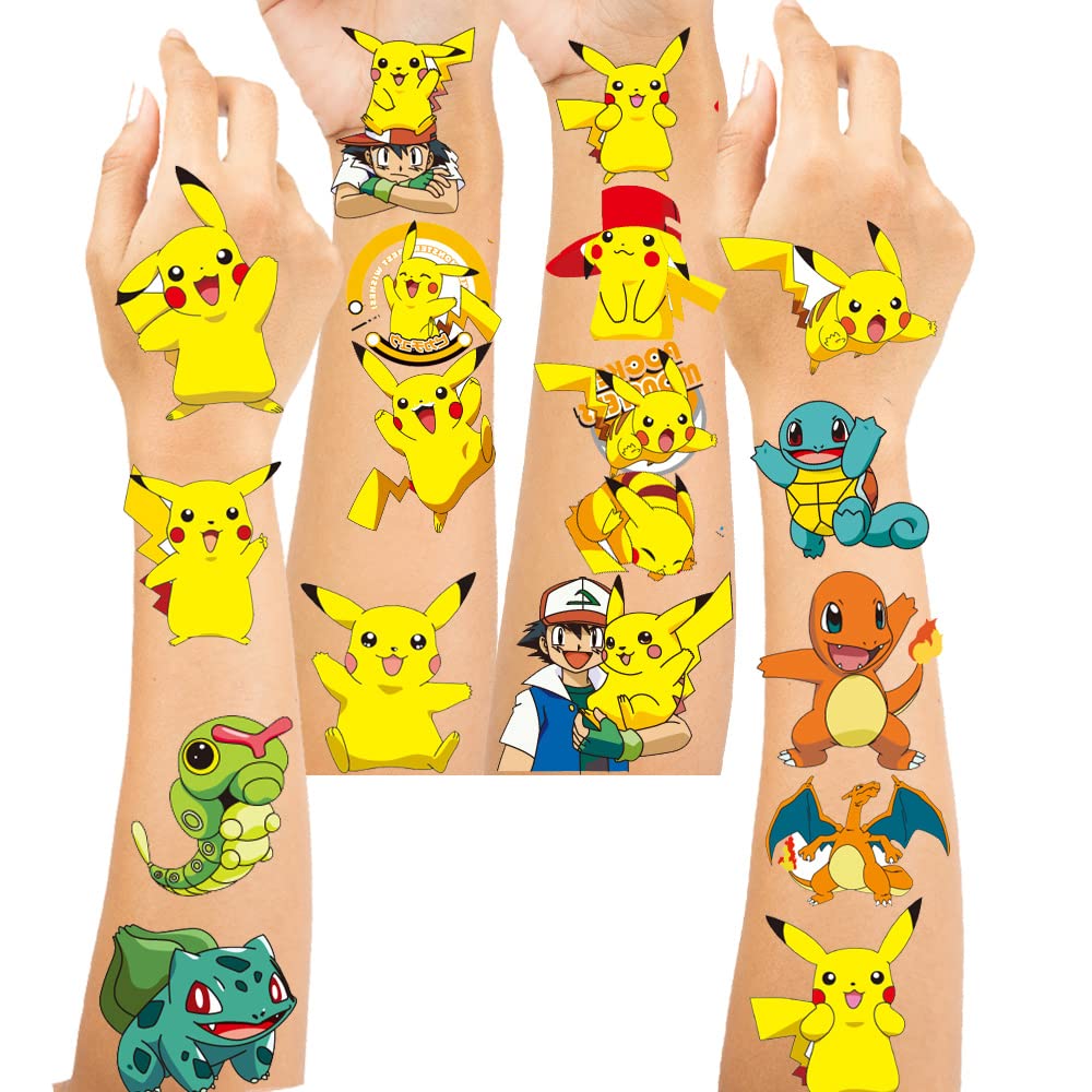 Pikachu Temporary Tattoo for Party Favors and School Rewards Gifts 4sheets