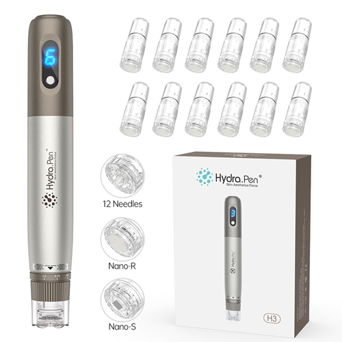 Derma Pen Hydra Pen H3 Automatic Applicator Serum Pen Wireless Microneedling Pen Professional Electric Skin Care Acne Wrinkle Removal Device Home Use with 12pcs Needle Cartridges