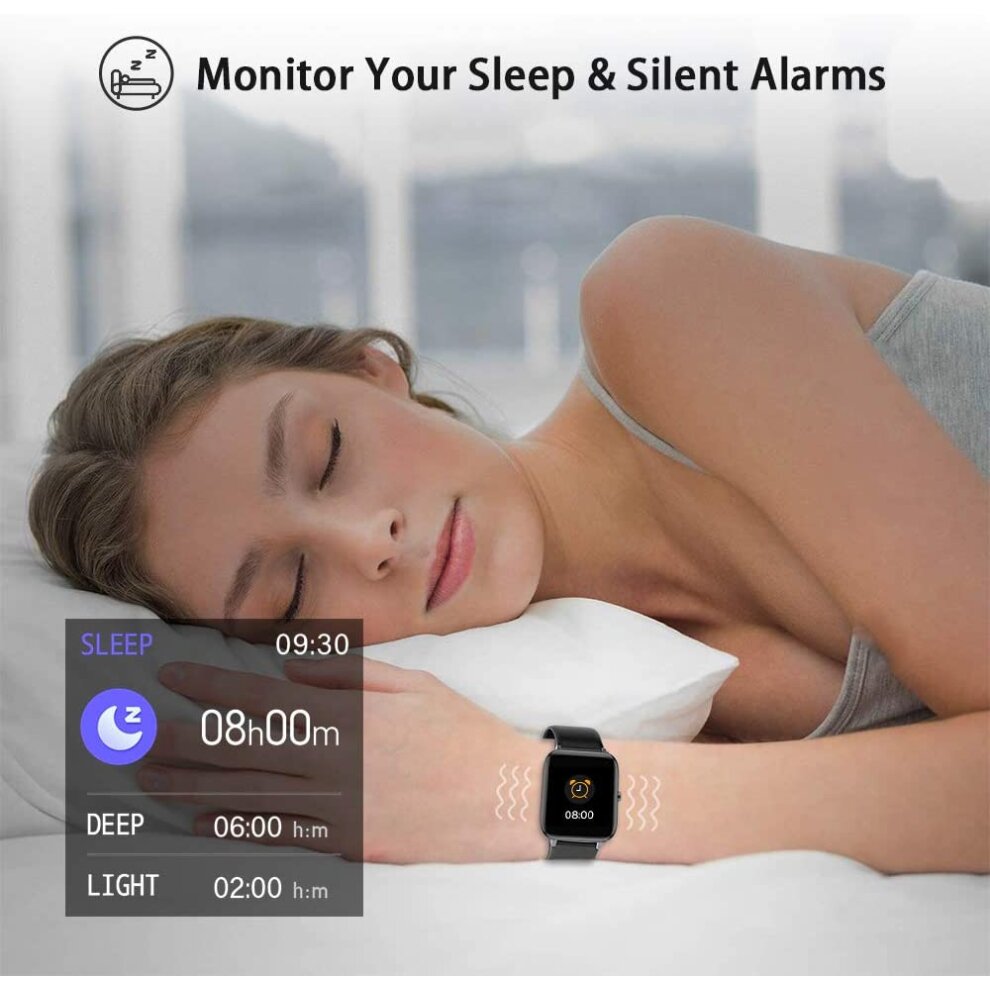 Fitness Tracker Smart Watch With Blood Oxygen Blood Pressure Heart Rate Black