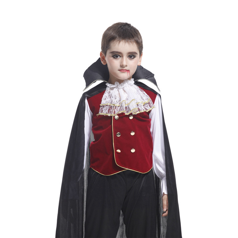 (110~120CM) Kinderkostüm Dracula Halloween Vampire Cape Devil Cloak Kids Fancy Dress Costume