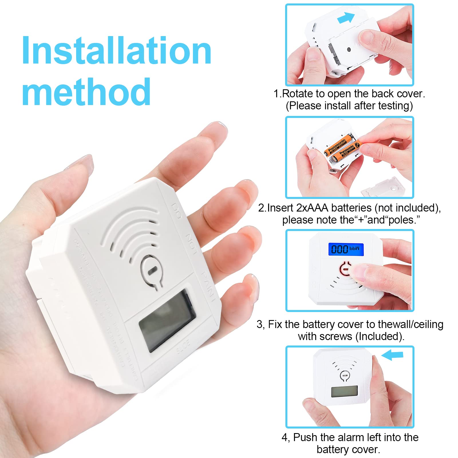 Carbon Monoxide Alarm,Newest Carbon Monoxide Detector,Portable CO Alarm Detecter with Real-Time CO Digital Display and Sound Alarm,Latest EN50291:2018 CO Alarms Monitor For Home