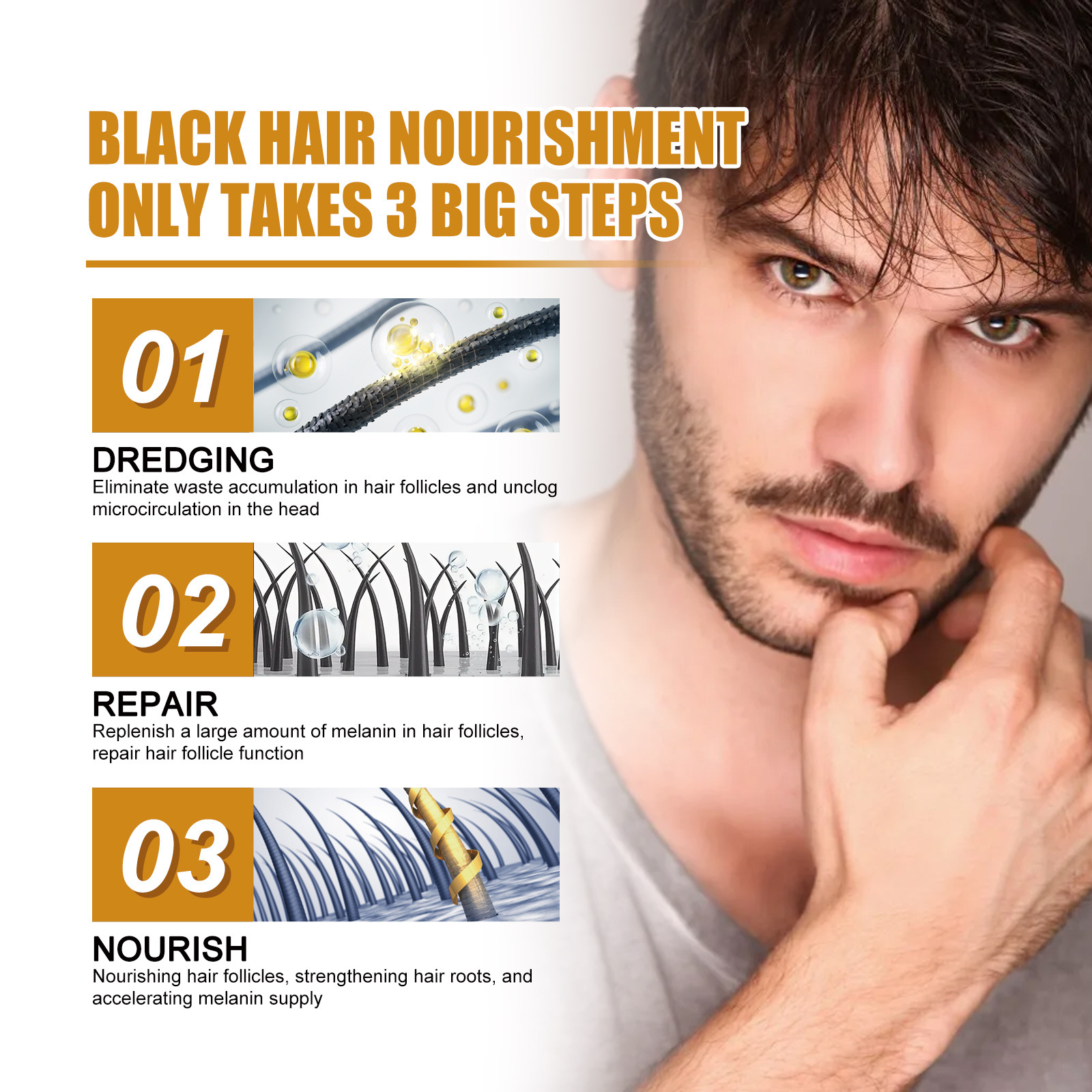 Hair Thickening Serums Anti-Grey Hair Growth Serums Essense Hair Oil for Thin Fine Hair Women and Men Use 30ml