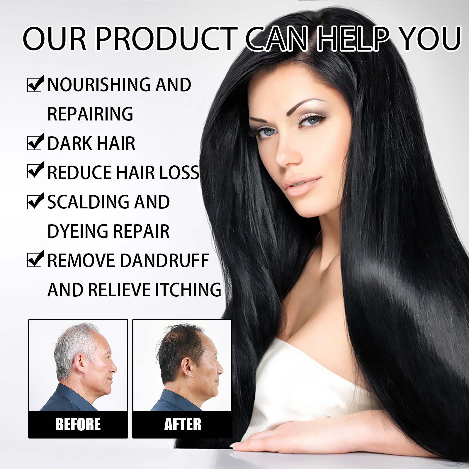 Hair Shampoo Hair Black Shampoo Cover Gray Hair Moisturizing Hair Care