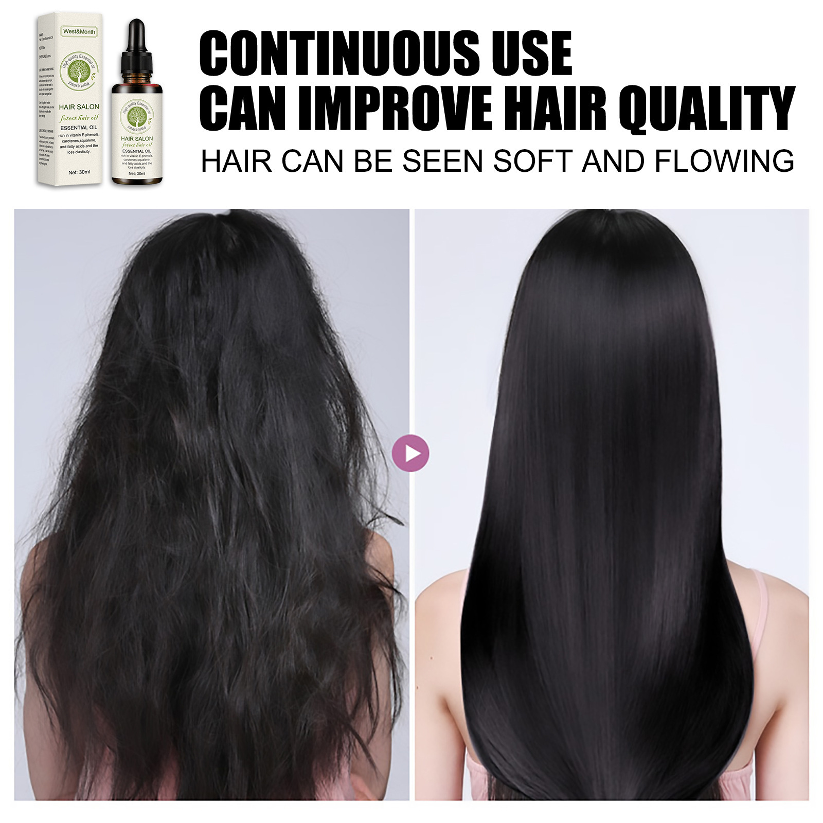 Hair Care Essential Oil Hair Treatment Serum Improve Dry Hair Prevent Frizz Split Ends and Repair Damage Hair 30ml