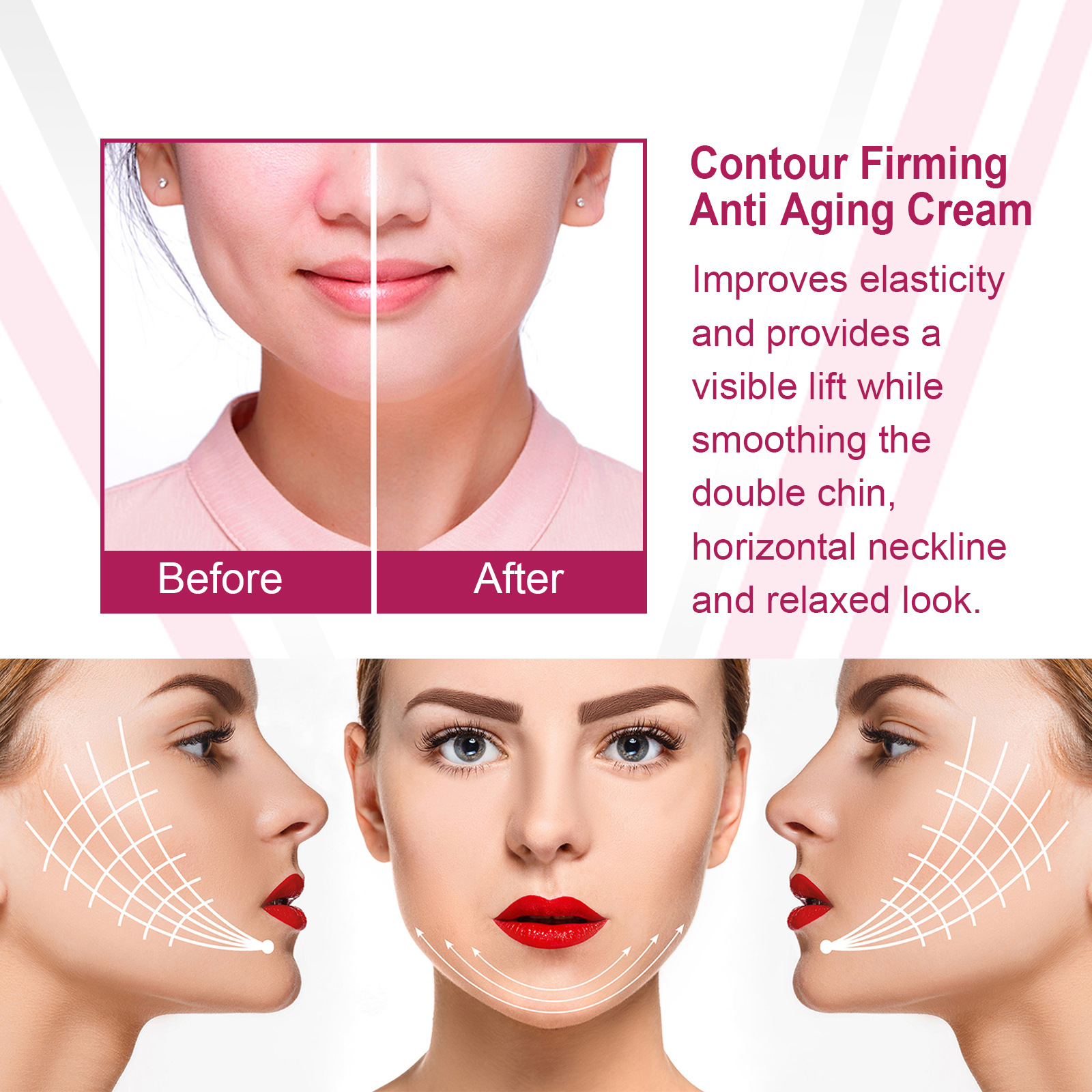V-Shape Face Slimming Cream Remove Masseter Muscle Firming Double Chin Lift Anti-Aging Beauty Massage