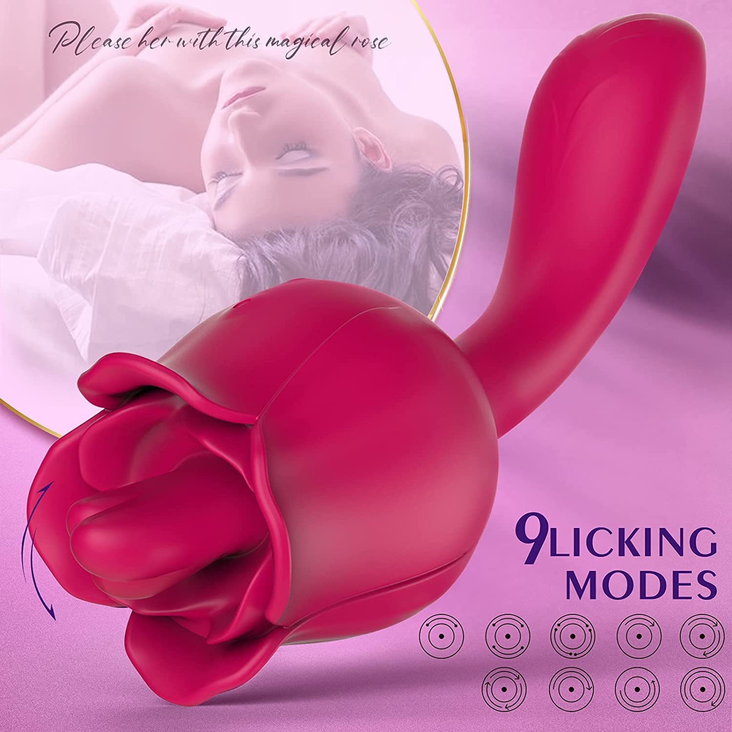Rose Sex Toy Vibrator Clitoral Tongue Licking Toy Nipples Clitorals G Spot Stimulator for Women Adult Toys for Couples