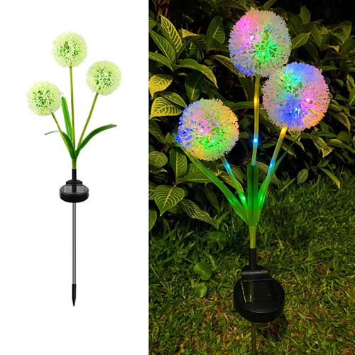 Colourful LED Garden Path Lights Solar Power Dandelion Lamp Stake Outdoor