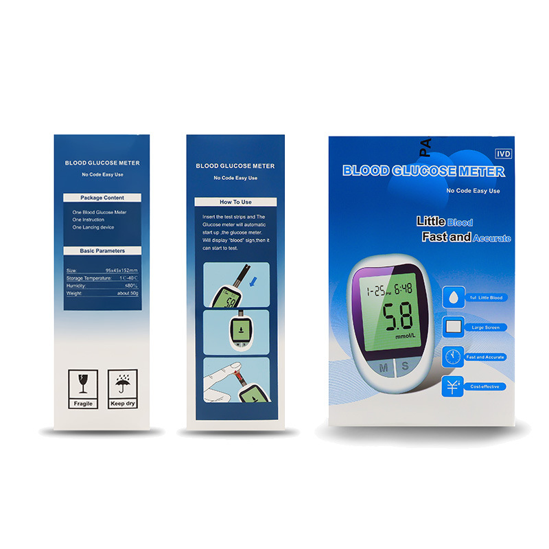 Blood Glucose Meter Monitor Kit Blood Sugar Test Kit with 50 Glucometer Papers and Lancets